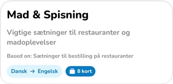 Overskrift for AI-samling: Mad & Spisning, vigtige sætninger til restauranter og madoplevelser