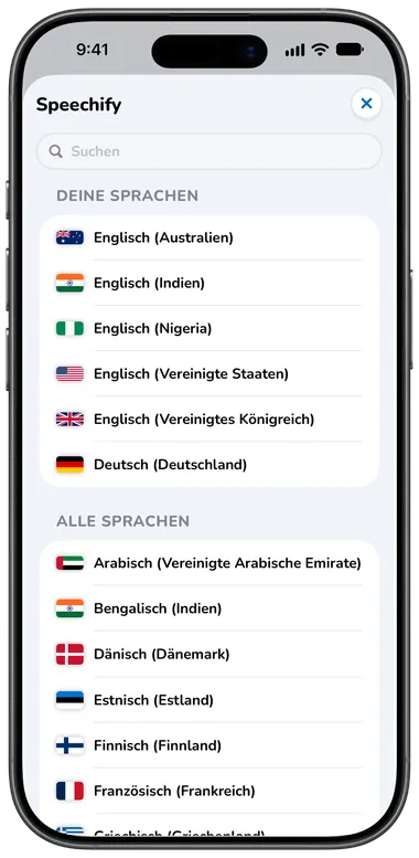 Stimmenauswahl mit natürlichen Stimmen nach Sprache