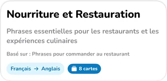 En-tête de collection IA : Nourriture et Restauration, phrases essentielles pour les restaurants et les expériences culinaires