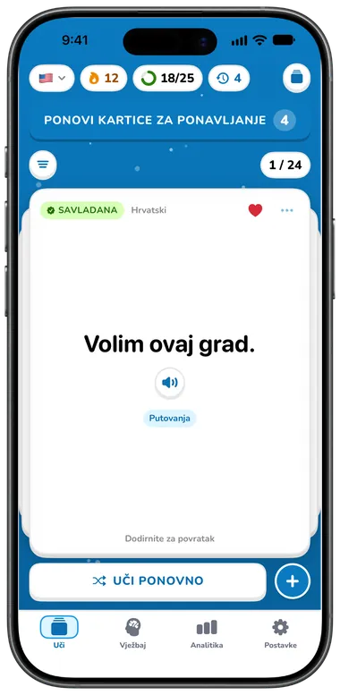 Okrenuta kartica s hrvatskim značenjem