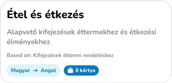 AI-gyűjtemény fejléce: Étel és étkezés, alapvető kifejezések éttermekhez és étkezési élményekhez