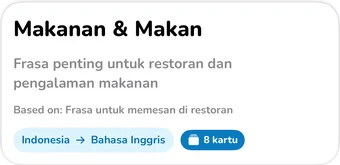 Judul koleksi AI: Makanan & Makan, frasa penting untuk restoran dan pengalaman makanan
