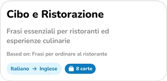 Intestazione della collezione IA: Cibo e Ristorazione, frasi essenziali per ristoranti ed esperienze culinarie
