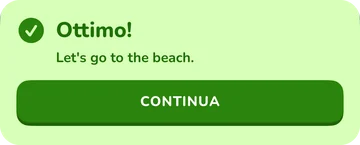Banner di risposta: Ottimo! Let’s go to the beach.