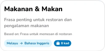 Pengepala koleksi AI: Makanan & Makan, frasa penting untuk restoran dan pengalaman makanan