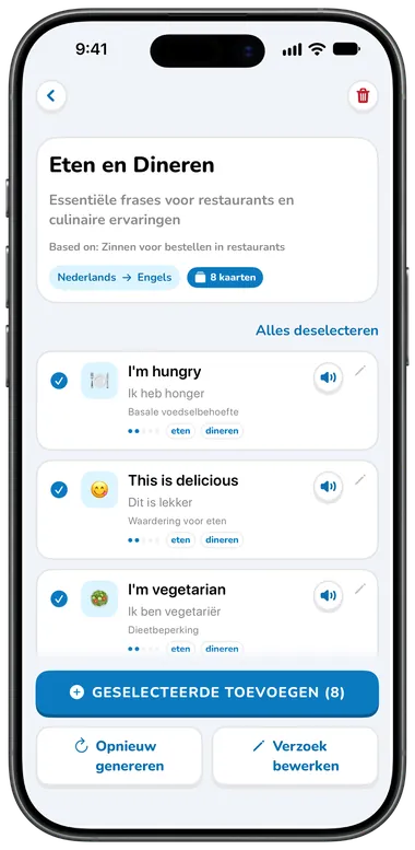 Door AI gemaakte collectie Eten en Dineren