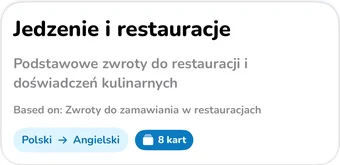 Nagłówek kolekcji AI: Jedzenie i restauracje, podstawowe zwroty do restauracji i doświadczeń kulinarnych