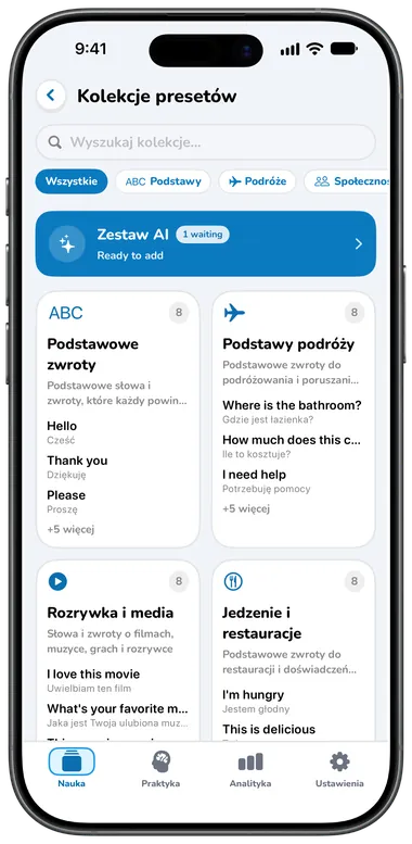Ekran Kolekcje presetów
