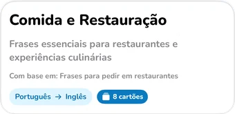 Cabeçalho da coleção com IA: Comida e Restauração, frases essenciais para restaurantes e experiências culinárias