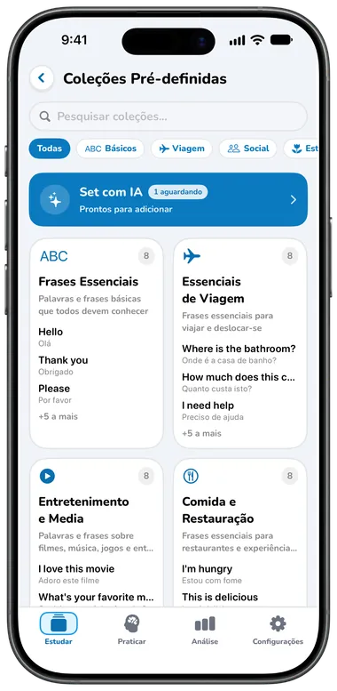 Tela Coleções Pré-definidas