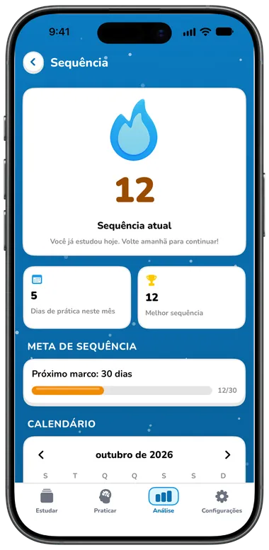 Tela Sequência com uma sequência de 12 dias e um calendário