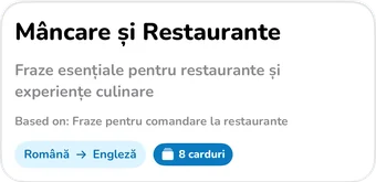 Antetul colecției AI: Mâncare și Restaurante, fraze esențiale pentru restaurante și experiențe culinare