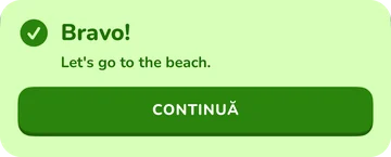Banner de feedback: Bravo! Let’s go to the beach.