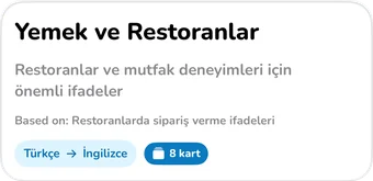 AI koleksiyon başlığı: Yemek ve Restoranlar, restoranlar ve mutfak deneyimleri için önemli ifadeler