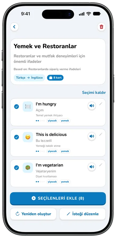 AI ile oluşturulan Yemek ve Restoranlar koleksiyonu